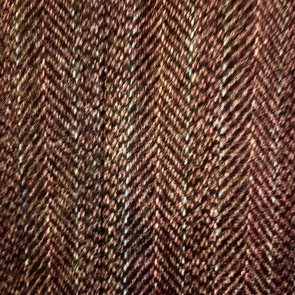 Women's Vintage Projections Wool Tweed Long Coat Jacket Burgundy Black - Picture 7 of 7